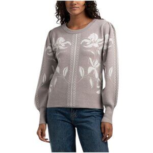 TAHARI Double Knit Floral Femme Sweater